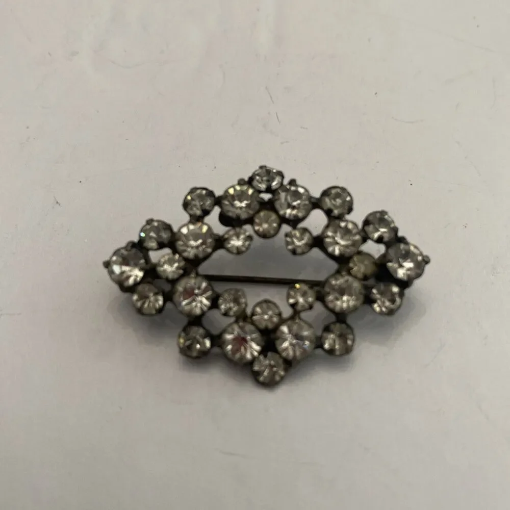 Vintage Made In Germany Clear Rhinestone Cluster Brooch 1930’s -50’s